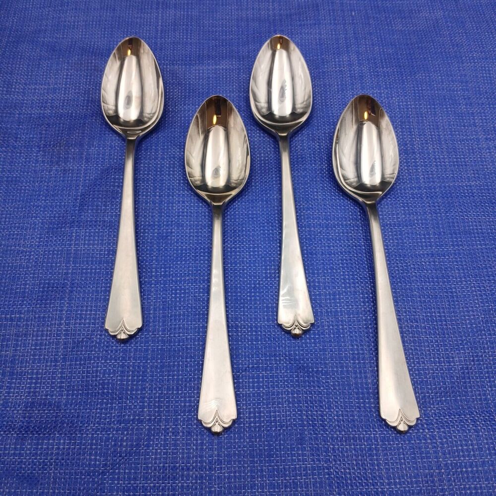 Wallace Lotus 18/8 Stainless Steel Set 4 Tablespoon Oval Spoon Flatware JAPAN